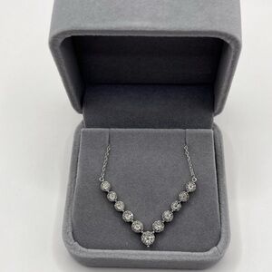 0.50 CT Natural Diamond Chevron Sterling Silver Necklace